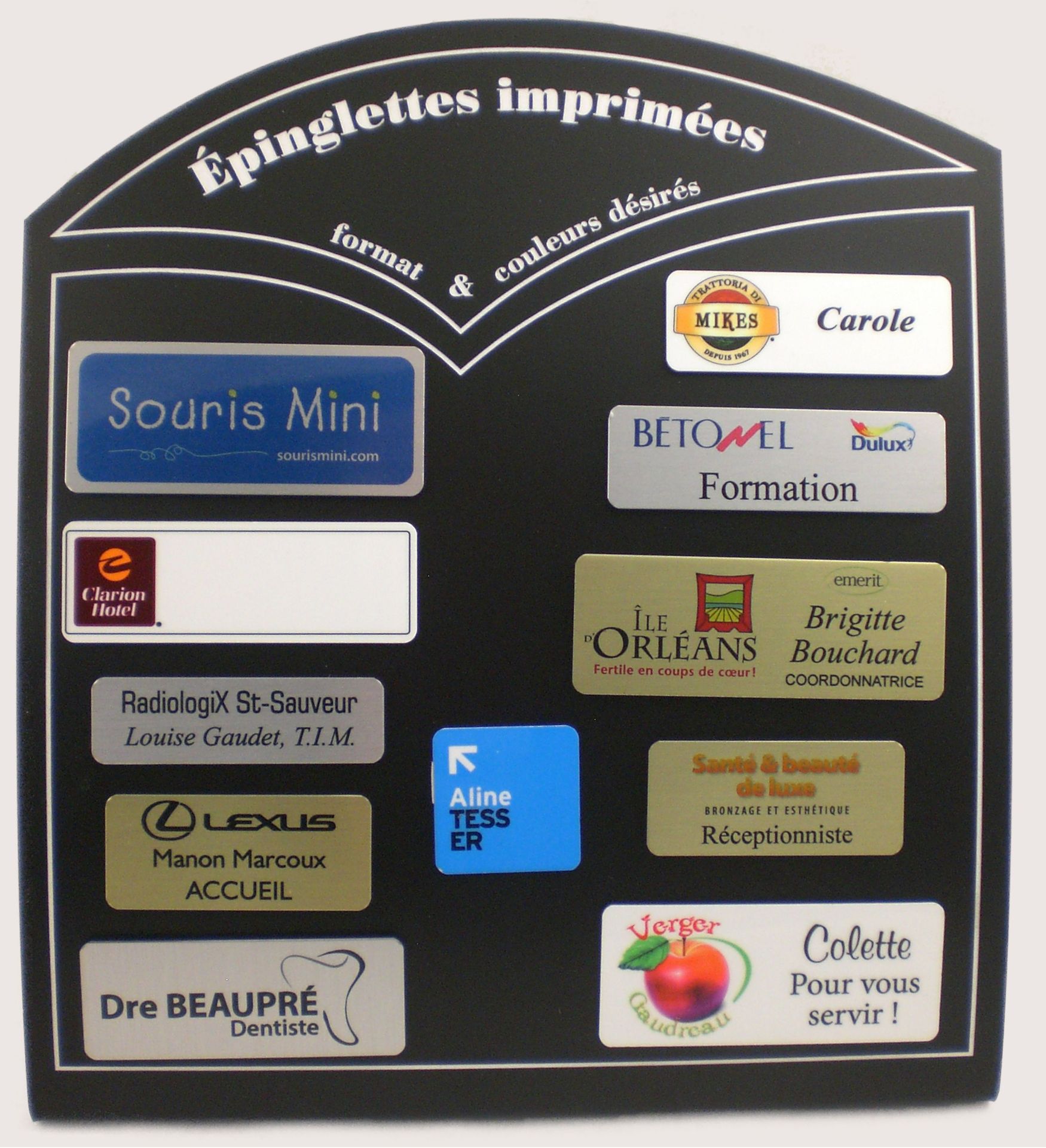 Épinglette d'identification en métal